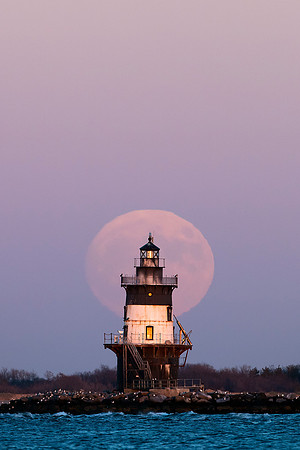 Moonrise at Orient Point Lighthouse